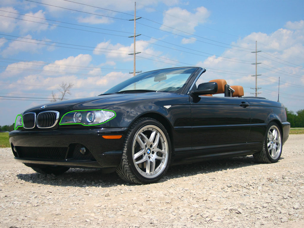 BMW 3-Series Coupe 2004-2006 Headlight Protection Installation Location