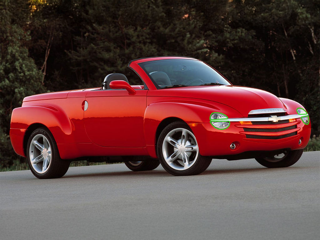 Chevrolet SSR 2003-2006 Headlight Protection Installation Location