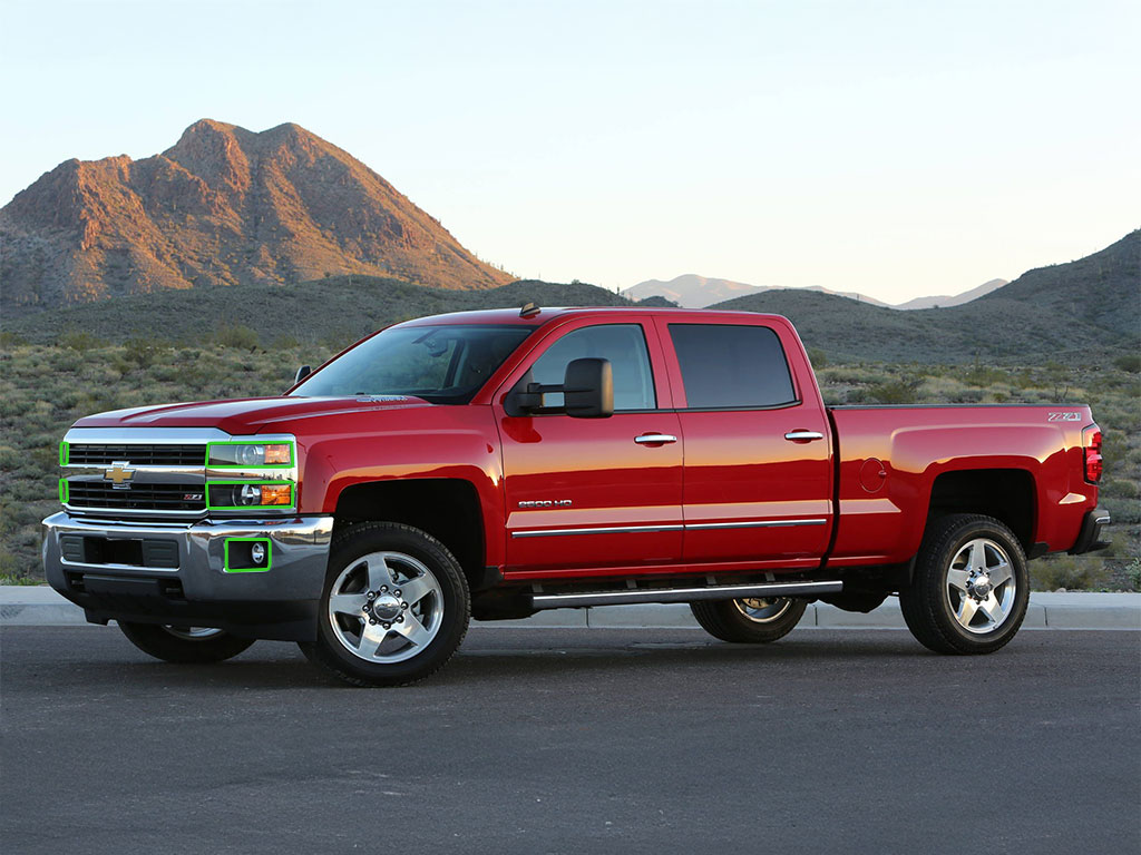 Chevrolet Silverado 2014-2015 Headlight Protection Installation Location