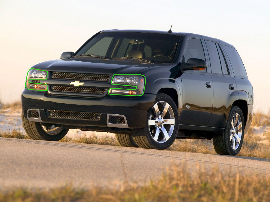 Chevrolet Trailblazer 2007-2009 Headlight Protection Installation Location