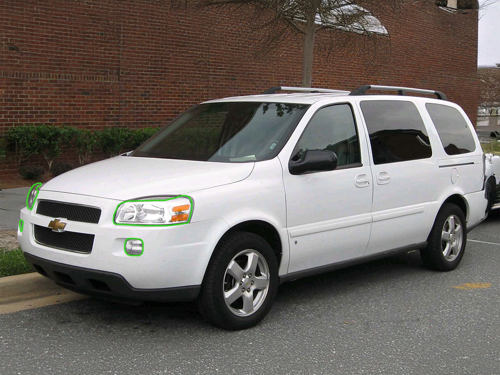 Chevrolet Uplander 2005-2008 Headlight Protection Installation Location