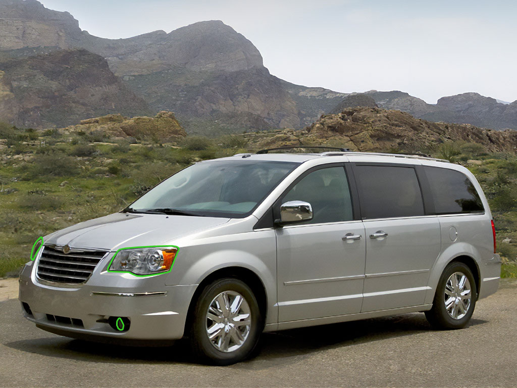 Chrysler Town and Country 2008-2010 Headlight Protection Installation Location