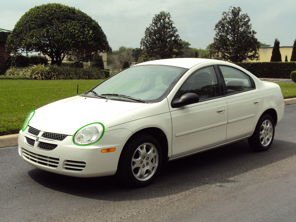 Dodge Neon 2003-2005 Headlight Protection Installation Location