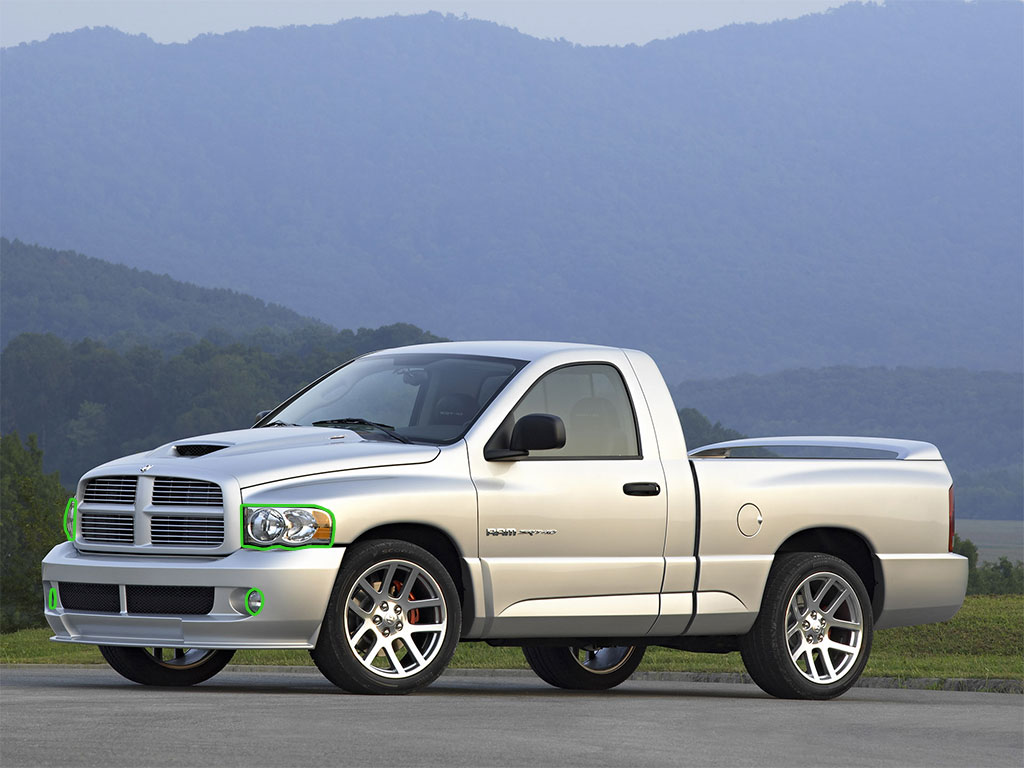 Dodge Ram 2002-2005 Headlight Protection Installation Location