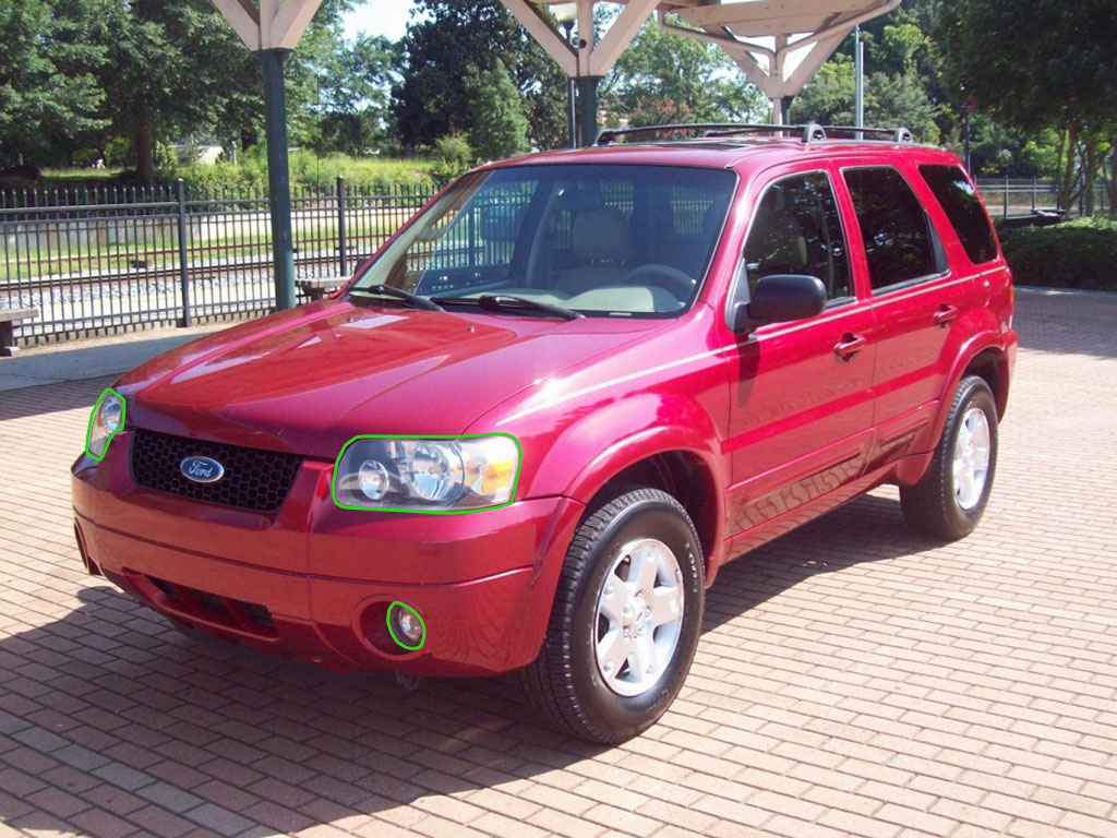 Ford Escape 2005-2007 Headlight Protection Installation Location