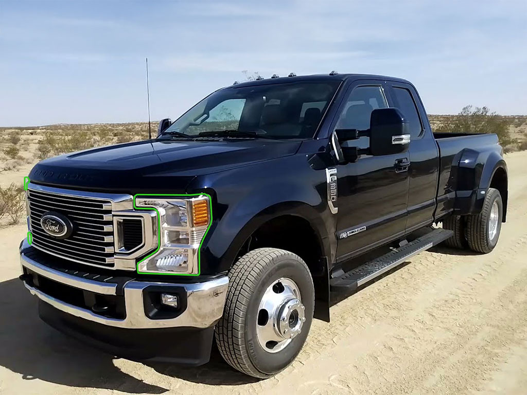 Ford F-350 2020-2025 Headlight Protection Installation Location