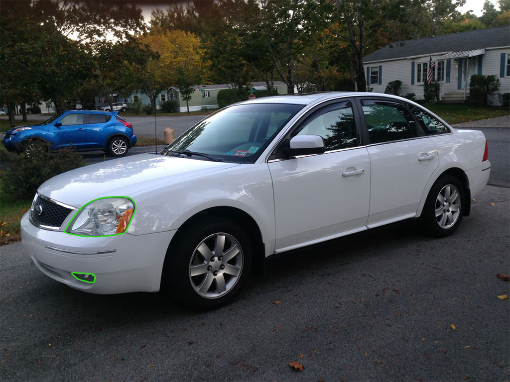 Ford Five Hundred 2005-2007 Headlight Protection Installation Location