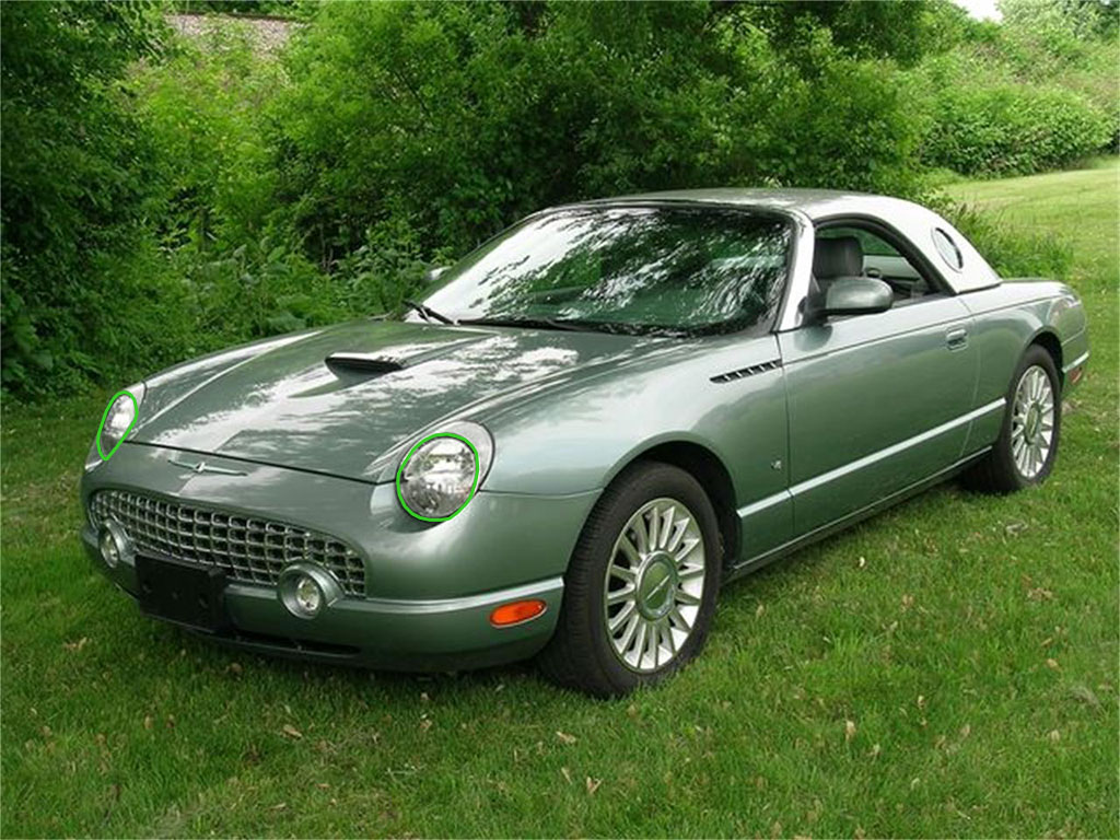 Ford Thunderbird 2002-2005 Headlight Protection Installation Location