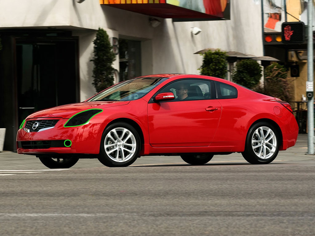 Nissan Altima 2008-2009 (Coupe) Headlight Tint Location