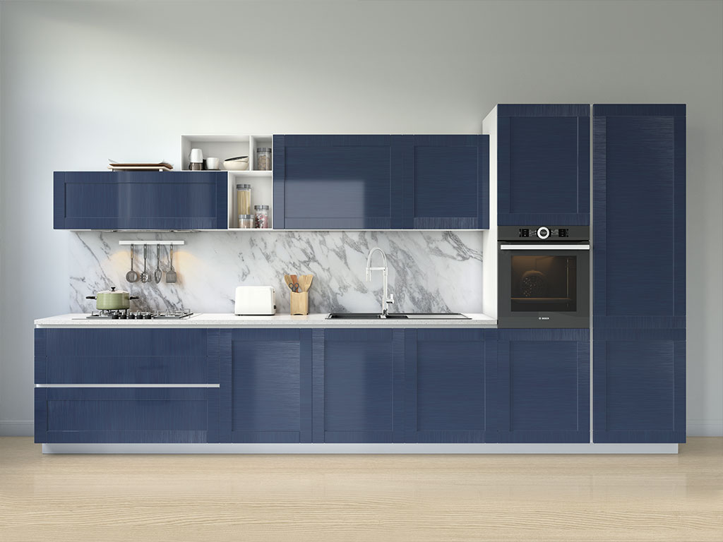 Rwraps Brushed Aluminum Blue Kitchen Cabinetry Wraps