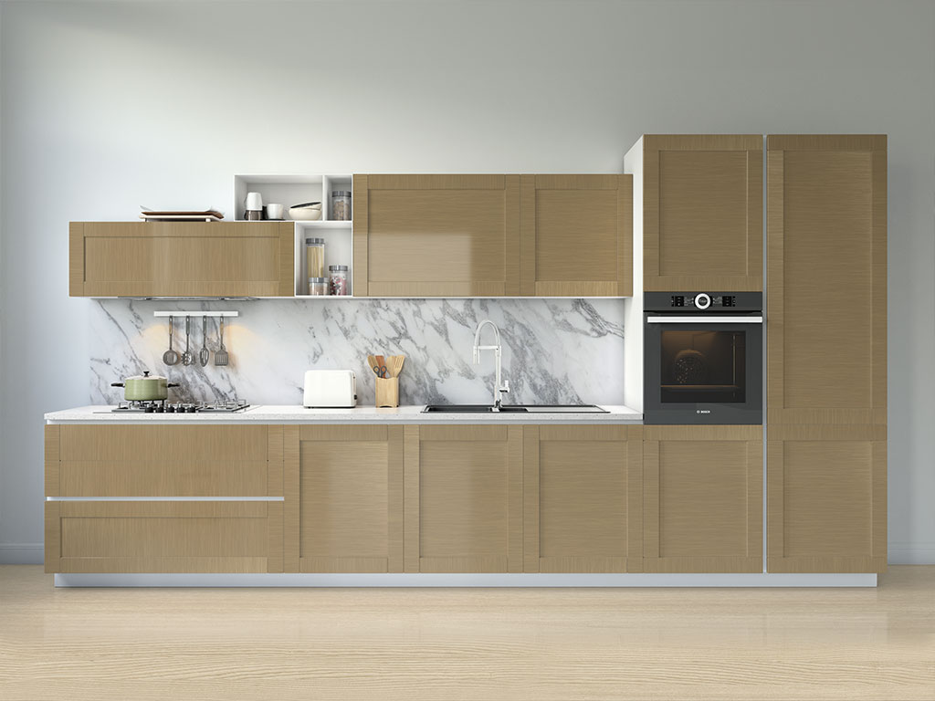 Rwraps Brushed Aluminum Gold Kitchen Cabinetry Wraps