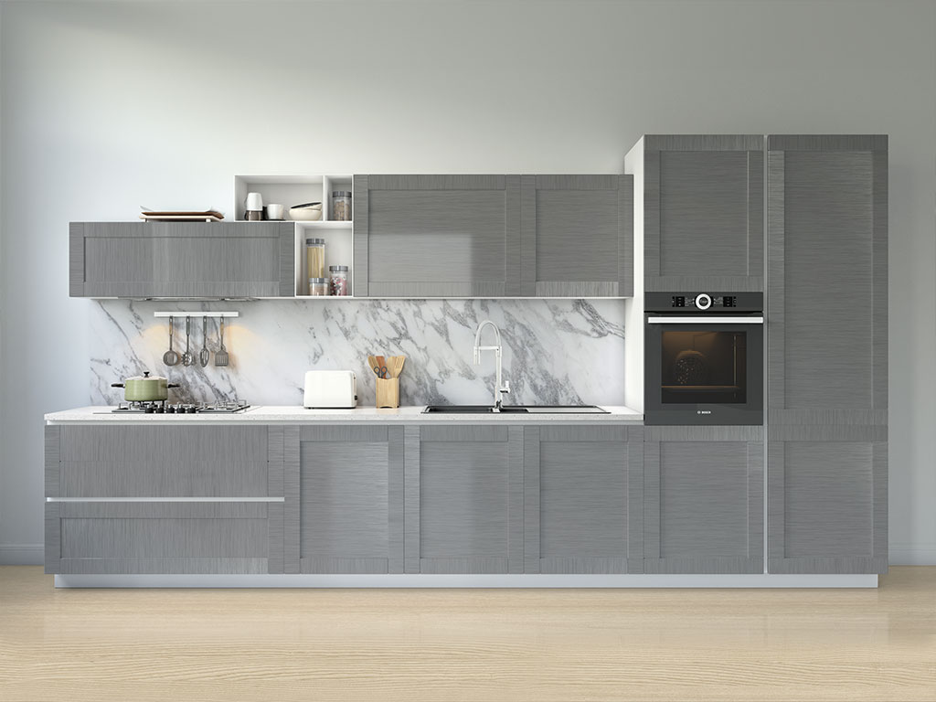 Rwraps Brushed Aluminum Gray Kitchen Cabinetry Wraps