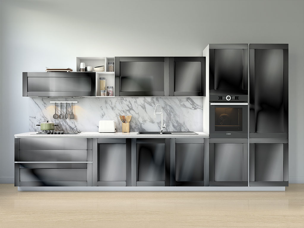 Rwraps Chrome Black Kitchen Cabinetry Wraps