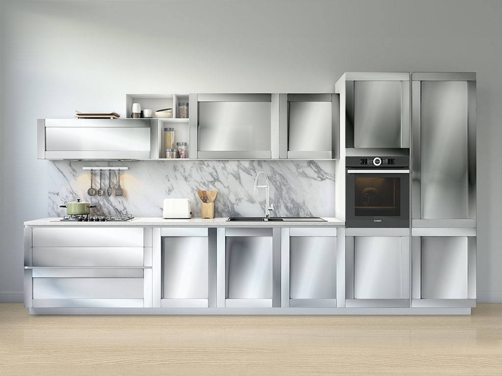 Rwraps Chrome Silver Kitchen Cabinetry Wraps