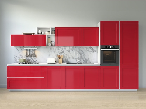 Rwraps™ Gloss Carmine Red Kitchen Cabinet Wraps