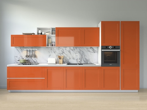 Rwraps™ Gloss Metallic Fire Orange Kitchen Cabinet Wraps