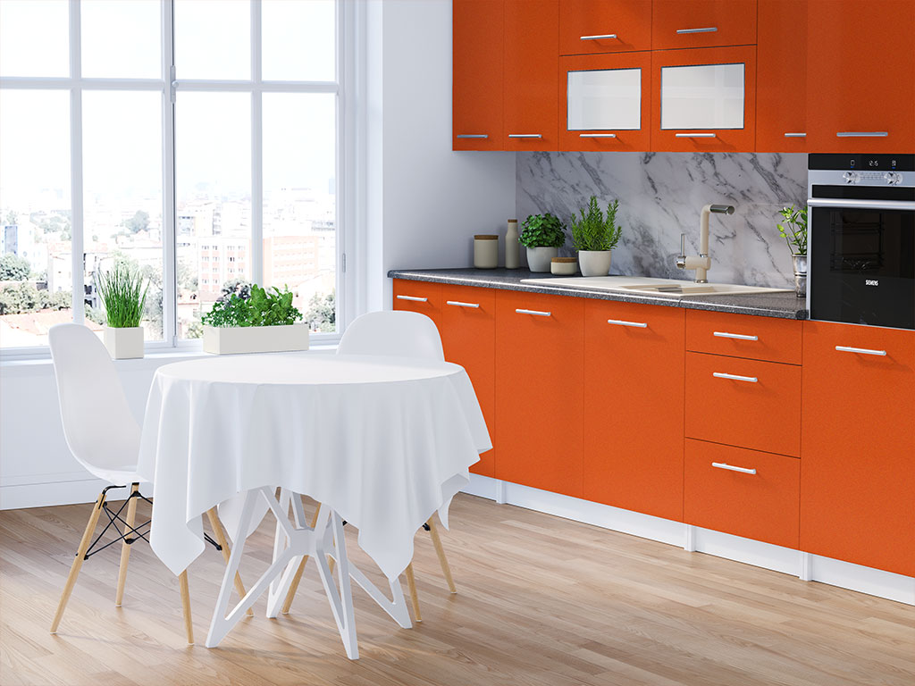 Rwraps Gloss Metallic Fire Orange DIY Kitchen Cabinet Wraps