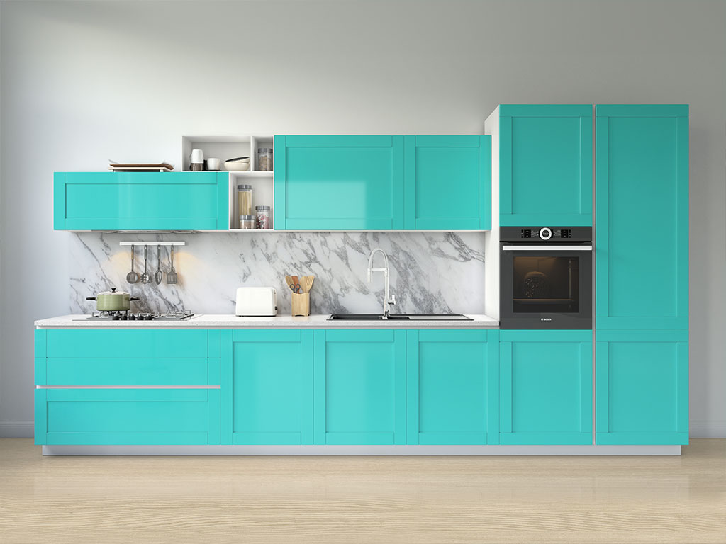 Rwraps Gloss Metallic Lake Blue Kitchen Cabinetry Wraps