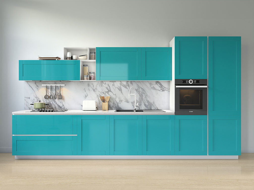 Rwraps Gloss Metallic Sea Green Kitchen Cabinetry Wraps