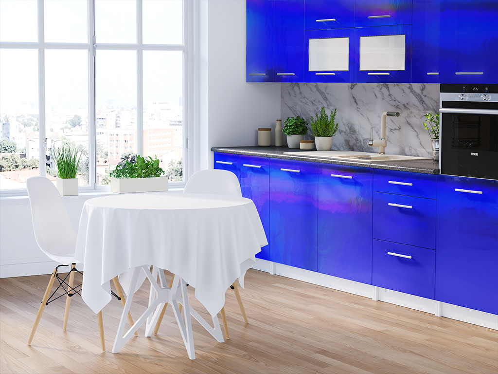 Rwraps Holographic Chrome Blue Neochrome DIY Kitchen Cabinet Wraps