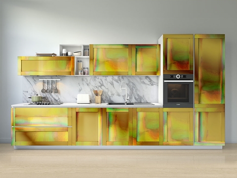 Rwraps™ Holographic Chrome Gold Neochrome Kitchen Cabinet Wraps