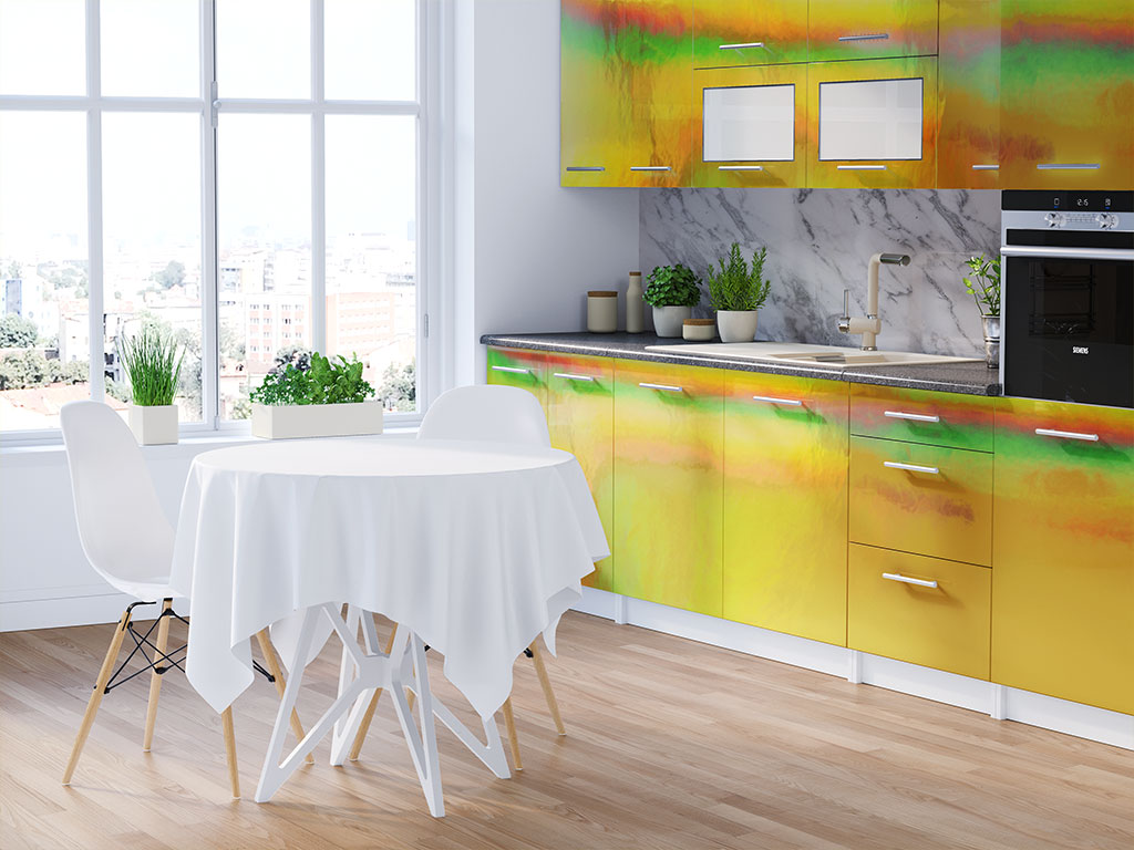 Rwraps Holographic Chrome Gold Neochrome DIY Kitchen Cabinet Wraps