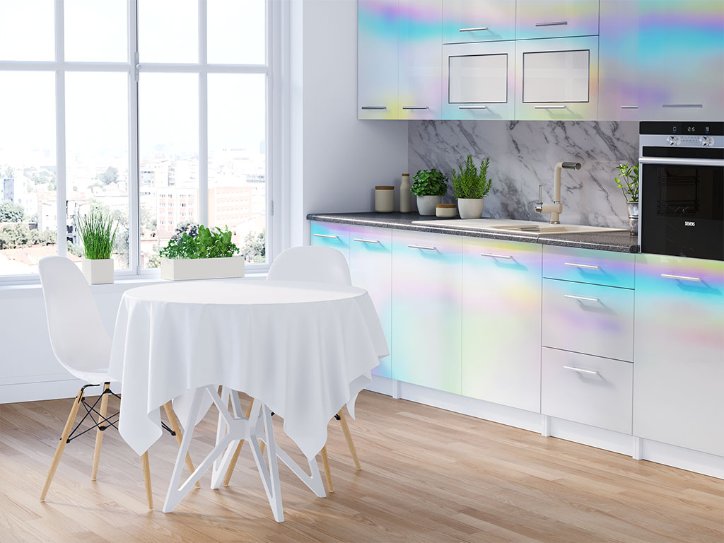 Rwraps Holographic Chrome Silver Neochrome (Matte) DIY Kitchen Cabinet Wraps