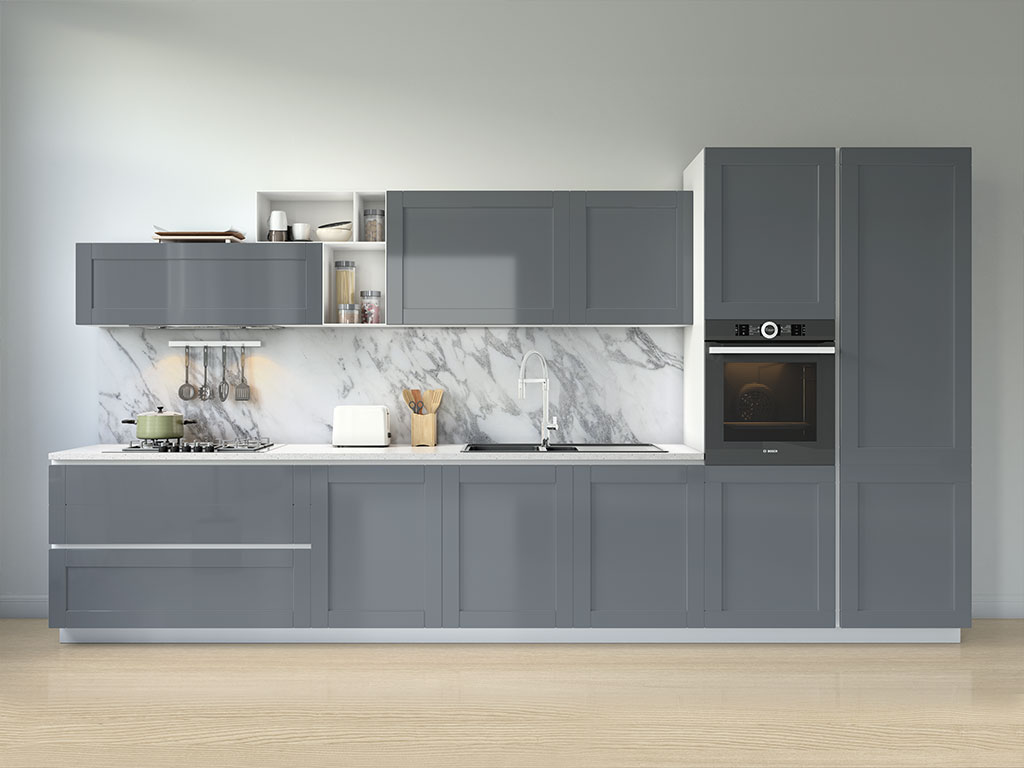 Rwraps Hyper Gloss Gray Kitchen Cabinetry Wraps