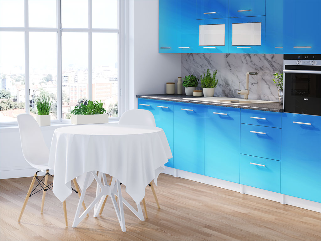 Rwraps Matte Chrome Light Blue DIY Kitchen Cabinet Wraps