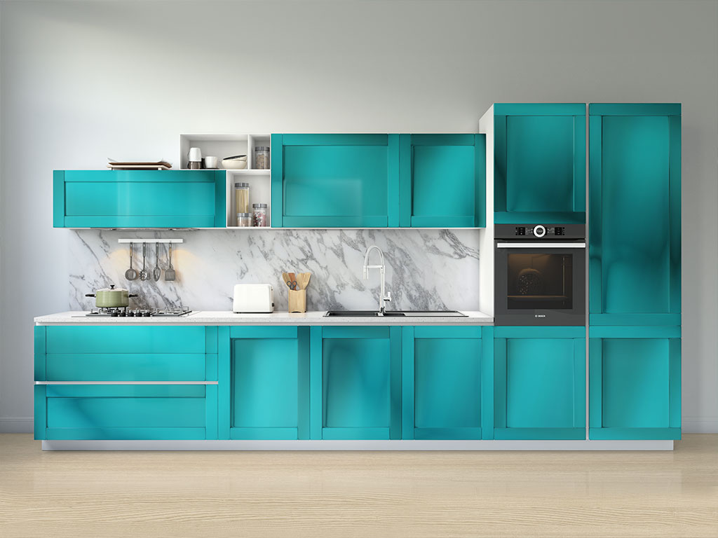 Rwraps Matte Chrome Teal Kitchen Cabinetry Wraps