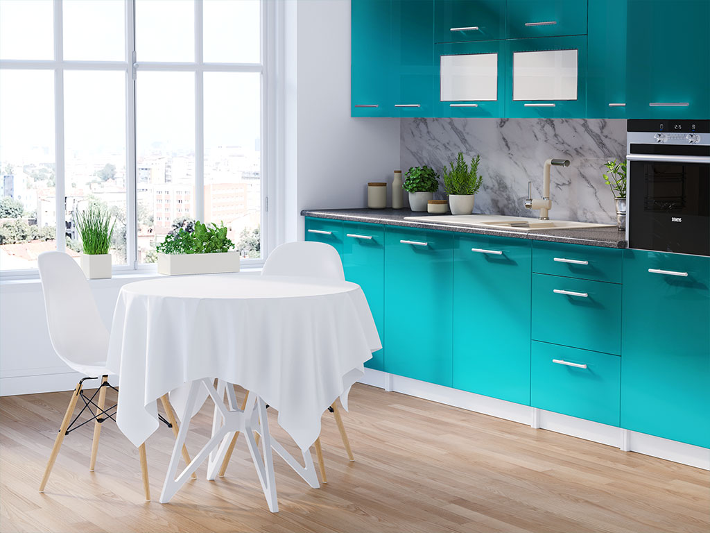 Rwraps Matte Chrome Teal DIY Kitchen Cabinet Wraps