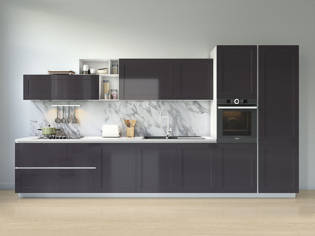 Rwraps Satin Metallic Black Kitchen Cabinetry Wraps