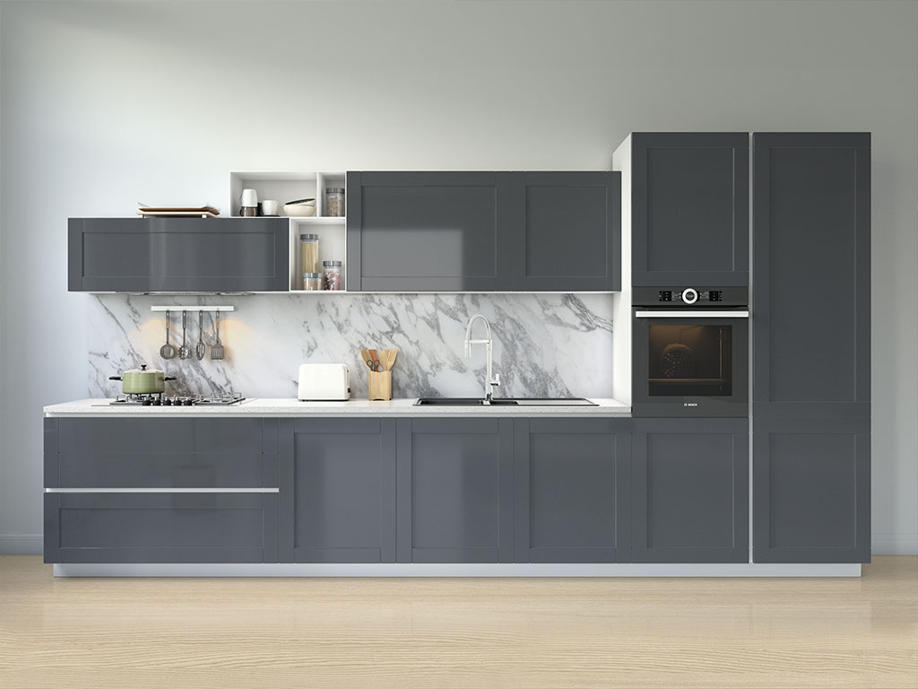 Rwraps Satin Metallic Deep Gray Kitchen Cabinetry Wraps