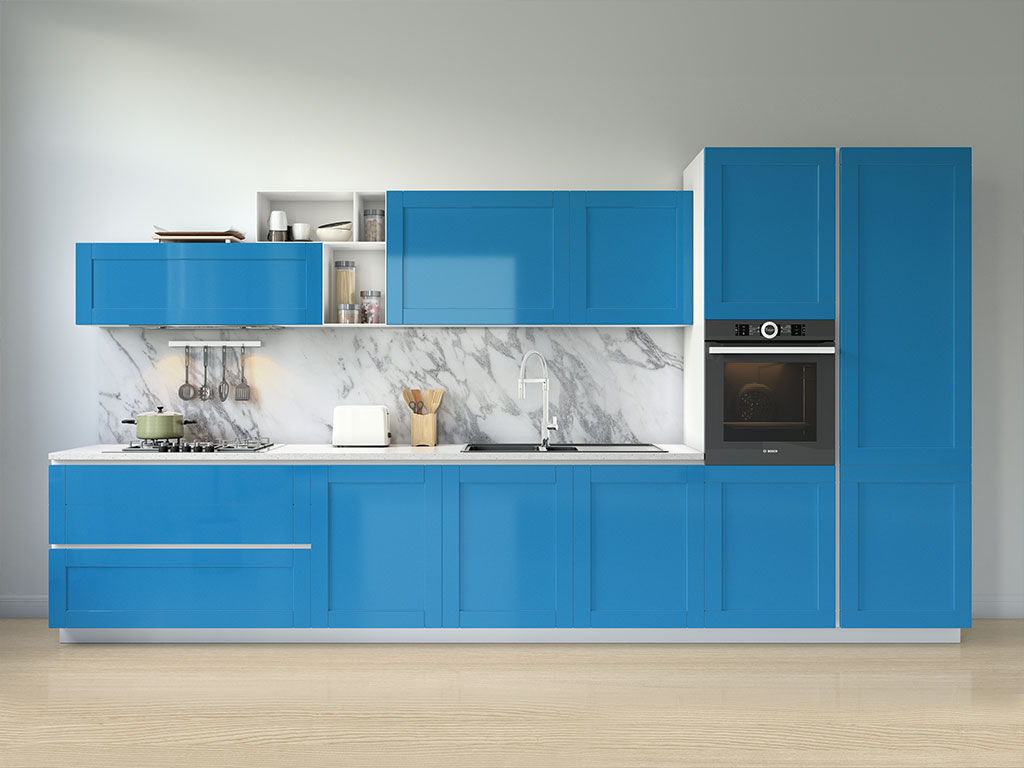 Rwraps Satin Metallic Ocean Blue Kitchen Cabinetry Wraps