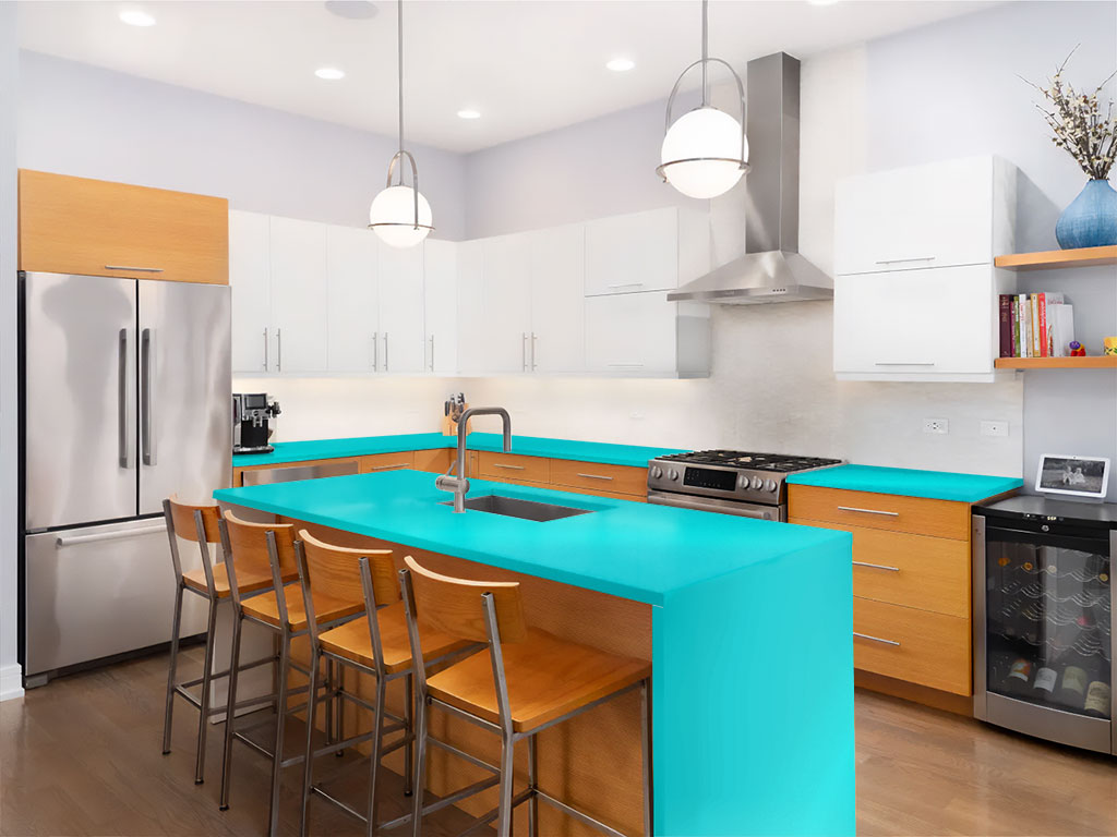 3M 1080 Gloss Atomic Teal Custom Kitchen Counter Wraps