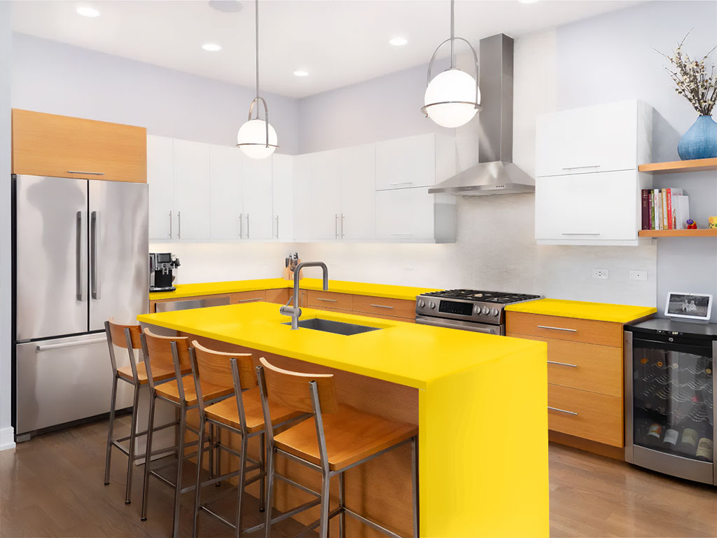 3M 2080 Gloss Bright Yellow Custom Kitchen Counter Wraps