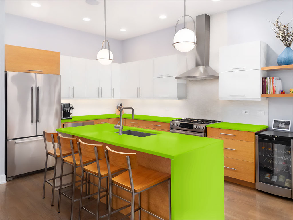 3M 2080 Gloss Light Green Custom Kitchen Counter Wraps