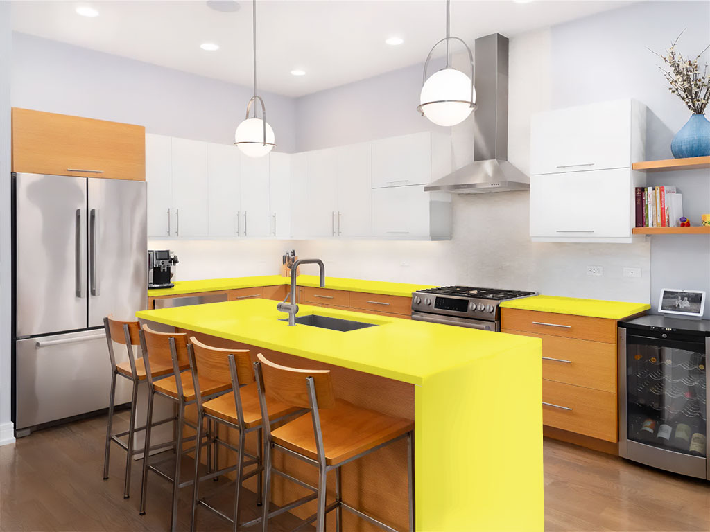 3M 2080 Gloss Lucid Yellow Custom Kitchen Counter Wraps