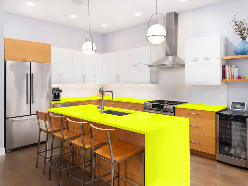 3M 1080 Satin Neon Fluorescent Yellow Custom Kitchen Counter Wraps