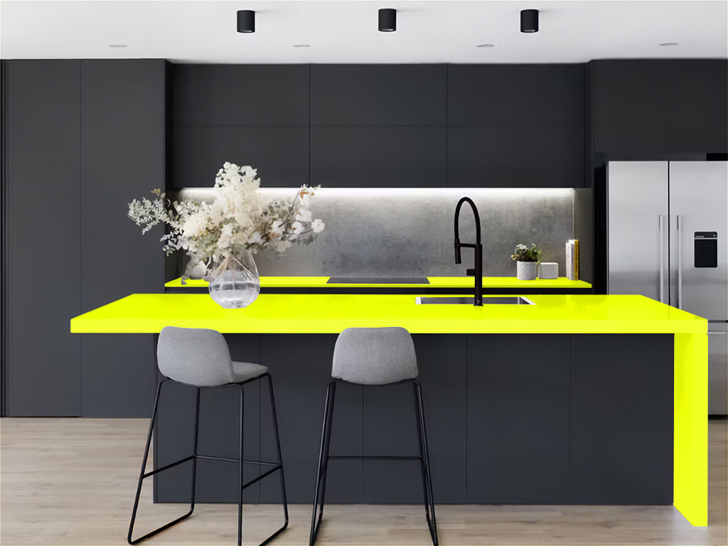 3M 1080 Satin Neon Fluorescent Yellow Kitchen Countertop Wraps