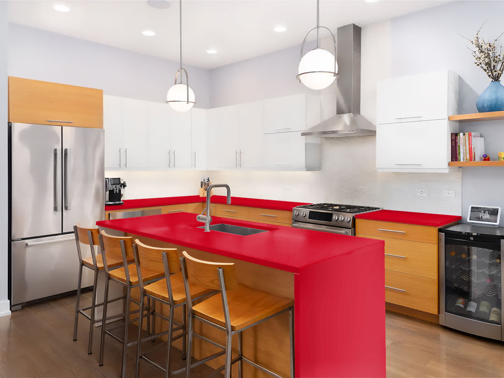 Avery Dennison SW900 Gloss Cardinal Red Custom Kitchen Counter Wraps