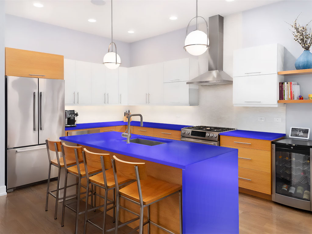 Rwraps Chrome Blue Custom Kitchen Counter Wraps