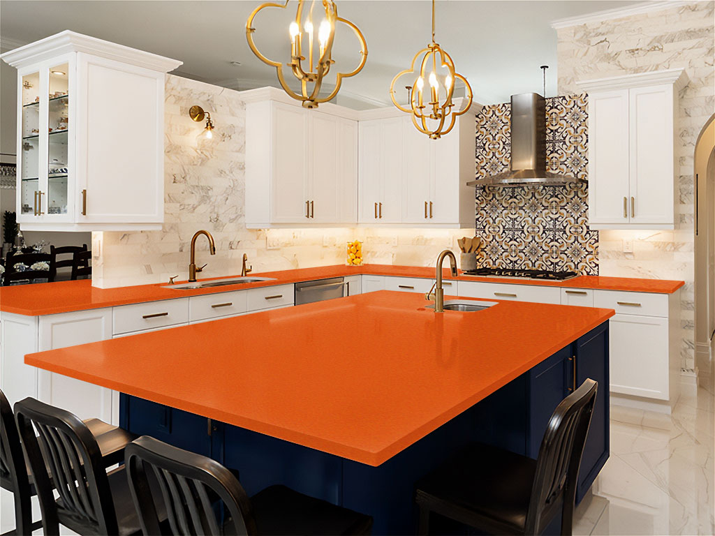 Rwraps Gloss Metallic Fire Orange DIY Kitchen Counter Wraps