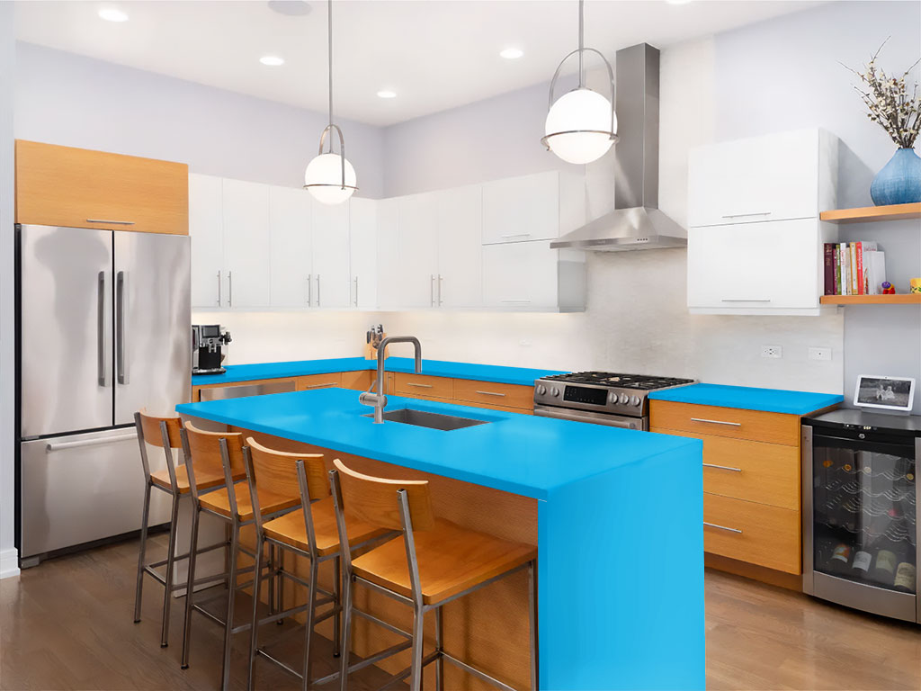 Rwraps Gloss Sea Blue Custom Kitchen Counter Wraps