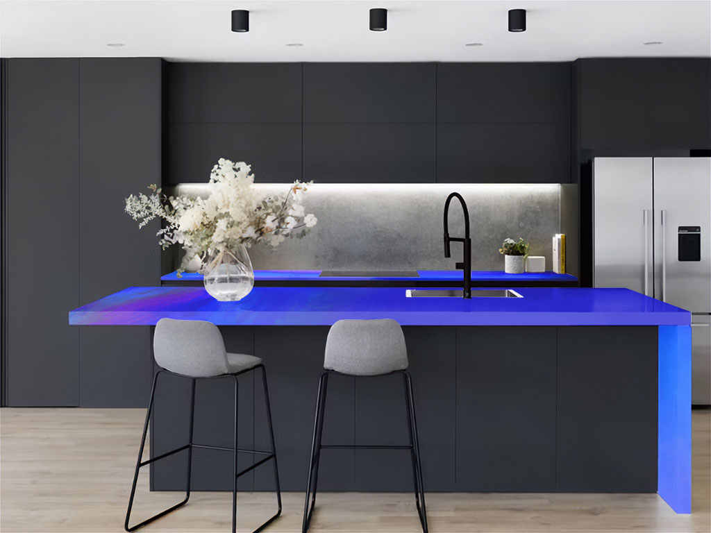 Rwraps Holographic Chrome Blue Neochrome Kitchen Countertop Wraps