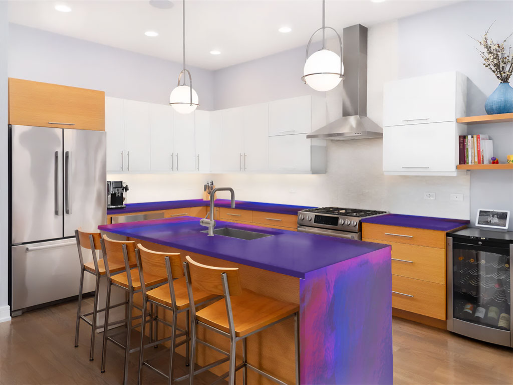 Rwraps Holographic Chrome Purple Neochrome Custom Kitchen Counter Wraps