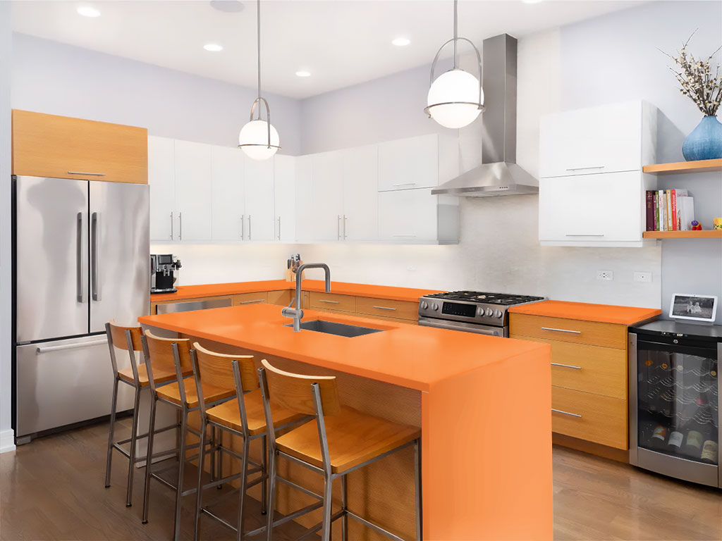 Rwraps Hyper Gloss Orange Custom Kitchen Counter Wraps