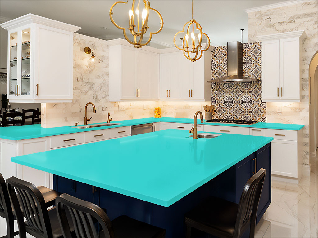 Rwraps Hyper Gloss Turquoise DIY Kitchen Counter Wraps