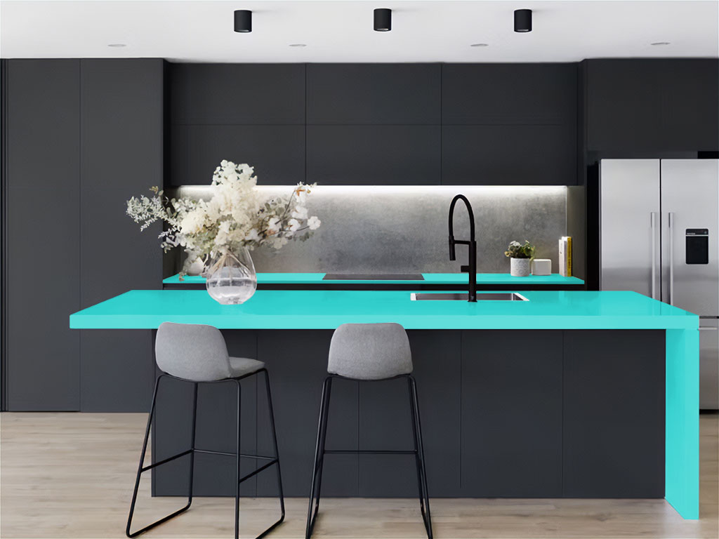 Rwraps Hyper Gloss Turquoise Kitchen Countertop Wraps