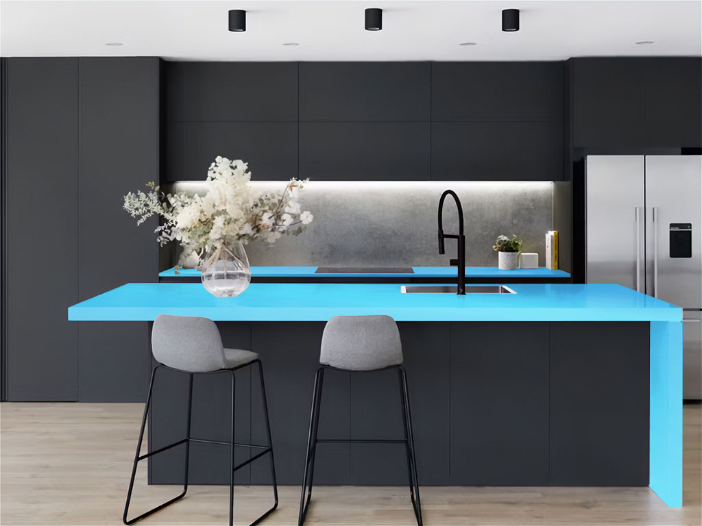 Rwraps Matte Chrome Light Blue Kitchen Countertop Wraps